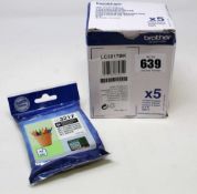 Five as new Brother LC3217 Black Ink Cartridges (Packaging sealed).