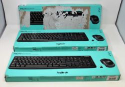 Three boxed as new Logitech MK270 Wireless Combo Keyboard and Mouse Sets (Cosmetic damage to