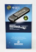 A boxed as new Kanguru Defender 3000 Hardware Encrypted Secure 8GB USB Flash Drive (Box sealed).