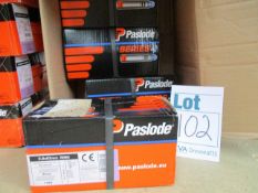 Four Paslode 141079 2.8 x 63mm Round Ring Shank Nails x 1100 with 1 Fuel Cell.