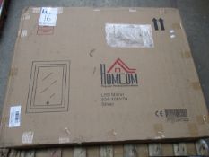 A large boxed LED silver mirror (106 x 86 x 15.5cm).