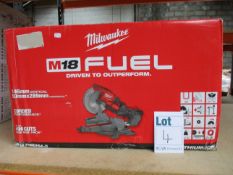 One boxed as new Milwakee M18 FMS254-0 mitre saw.