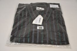 An as new Wales Bonner Capleton military shirt in charcoal/emerald viscose stripe (Size 50 - RRP £