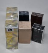 Three CKIN2U her eau de toilette (150ml), one Bottega Veneta eau de parfum (75ml), one Burberry