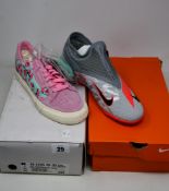 A pair of as new Adidas Continental Vulc in pink (UK 6) and a pair of Nike Phantom VSN Academy DF TF