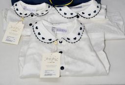 Sixteen girls as new Rachel Riley London Heart embroidered blouses (Assorted sizes from 18M to 10Y -