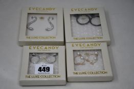 Four pairs of as new Eyecandy LA earrings.