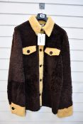 An as new Wales Bonner Brixton Shearling jacket in dark brown/ochre (Size 50 - RRP £1,950).