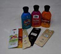 Seventeen bottles of Seven Suns Cosmetics tanning products to include Flash Black 1000x (354ml), Jet