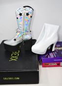 A pair of as new Club Exx Hello Hologram platform cowboy boots (Size 6) and a pair of Funtassma