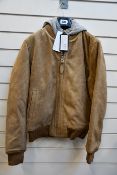 A men's as new Schott NYC LC Aspen leather jacket in dark beige (S).