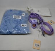 An as new Wild One leashes in lilac (RRP $58), collar in lilac (XL - RRP $38), poop bag carrier in