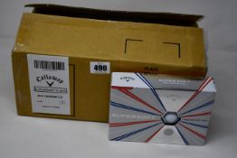 Six boxes of twelve as new Callaway Supersoft golf balls.