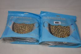 Forty two packs of six as new Leopard Print washable Face Protectors (Adult size).