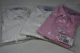 Three as new Ralph Lauren Classics shirts; two white (XL) and one pink (L).
