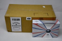 Six boxes of twelve as new Callaway Supersoft golf balls.