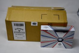 Six boxes of twelve as new Callaway Supersoft golf balls.