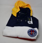 An as new Polo Ralph Lauren Hybrid Logo hooded stripe jumper (L - RRP £129).