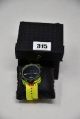 An as new Diesel DZ1895 Crusher digital neon yellow nylon watch.