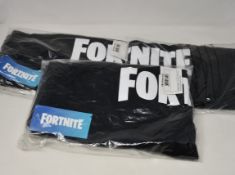 Sixteen pairs of boys as new F&F Fortnite joggers in black (No sizes on label or tag).