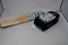 A Newbery Phantom Junior cricket bat size 4 and a pair of Newbery Phantom Junior batting gloves (