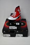 Three pairs of as new Converse Chuck Taylor All Stars Bugs Bunny 80th Anniversary hi-tops (UK 6,
