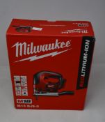 A boxed as new Milwaukee M18 BJS-0 18V Heavy-Duty Top Handle Jigsaw.