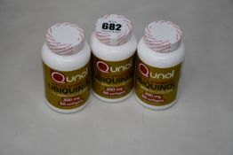 A quantity of Qunol Extra Strength Ubiquinol 200mg dietary supplements (Approximately 35 tubs of