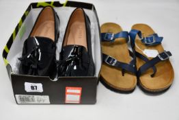 A pair of as new Jones Bootmaker Geranium black patent loafers (UK 9) and Jones Bootmaker Feix