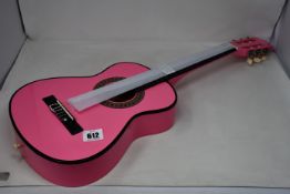 An as new music alley MA-51 1/2 size 30inch junior classical guitar (Pink) (Cosmetic damage to outer
