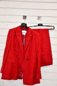 A women's as new Hugo Boss two-piece Responsible suit in red (Both size 12 - RRP jacket £369,