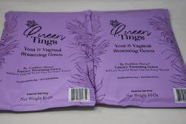 A quantity of Queen Tings Yoni & Vaginal Steaming Gown by Goddess Detox (Approximately 22 items).