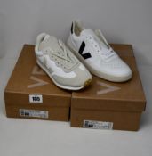 Two pairs of as new Veja trainers; Rio Branco (UK 5) and V-10 Leather (UK 7).