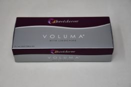 A boxed as new Juvederm Voluma with Lidocaine (2x1ml injectable gel).
