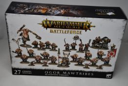 A boxed as new Warhammer Battleforce Ogor Mawtribes Meatgrinder Warglutt (27 Citadel Miniatures).