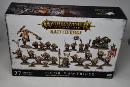 A boxed as new Warhammer Battleforce Ogor Mawtribes Meatgrinder Warglutt (27 Citadel Miniatures).