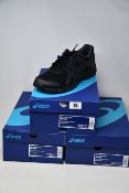 Three pairs of as new Asics Gel-Mission trainers (UK 8.5, 9, 11).