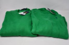 Three as new Ralph Lauren Classics jumpers in green (M, L, XL - RRP £55).