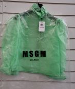 An as new MSGM green silk top (Tag 40).