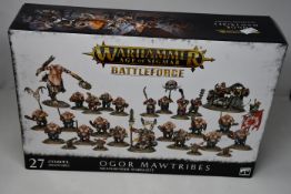 A boxed as new Warhammer Battleforce Ogor Mawtribes Meatgrinder Warglutt (27 Citadel Miniatures).