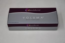 A boxed as new Juvederm Voluma with Lidocaine (2x1ml injectable gel).