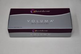 A boxed as new Juvederm Voluma with Lidocaine (2x1ml injectable gel).