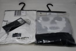An as new The Kooples cotton and print top in black (L - RRP £80) and one in white (S - RRP £80).
