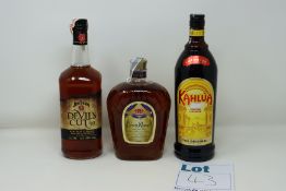 A quantity of assorted spirits and related items to include Crown Royal Blended Canadian whisky (