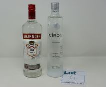 Six bottles of Vodka to include Smirnoff 1L and Ciroc Coconut 70cl (Over 18s only).