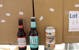 A large quantity of beers and related items to include Leffe, Seven Brother rye IPA and a Blade 8