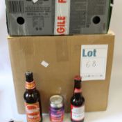 A large quantity of assorted beers and related items to include Budweiser, Lowenbrau, Canopy