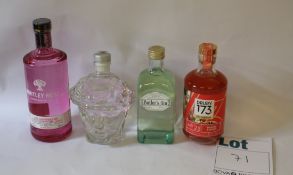A quantity of assorted gin to include David luxury gin (70cl), Butler's lemongrass and cardamom