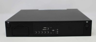 A pre-owned Lanner NCA-1515A-VZ1-PB Desktop Network Appliance (Boxed with power supply and cables).