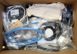 COLLECTION ONLY: A quantity of assorted a new cables and chargers (Three boxes total).
